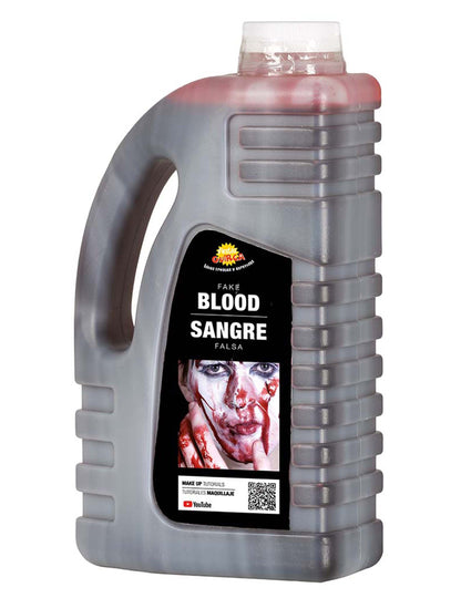 Vue de face du bidon du faux sang Halloween
