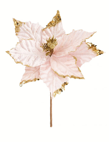 Roza in zlati božični cvet 32 ​​cm