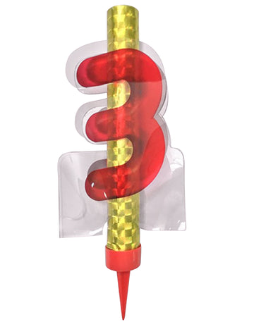 Osvetljena fontana številka 3 rdeča 12 cm za torto