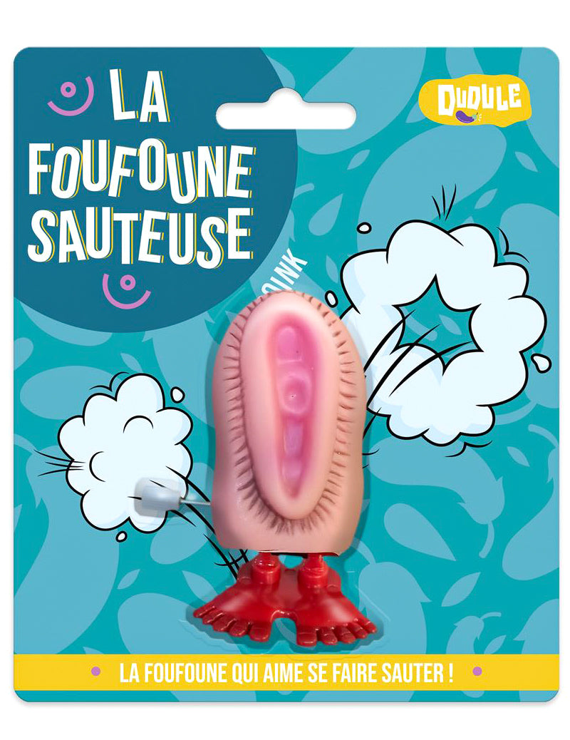 Vue dans son emballage de la foufoune sauteuse humoristique pour adulte