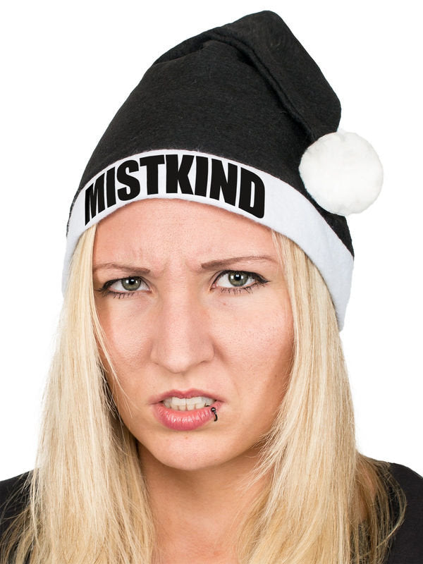 Smešna božična kapa MISTKIND Božičkova kapa črno-bela 