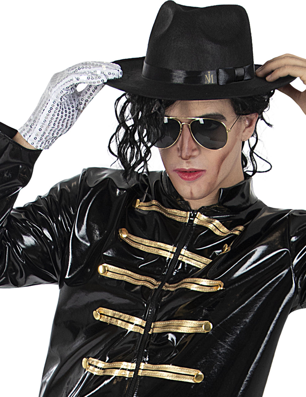 Gros plan sur le gant à paillettes du gant et chaussettes de Michael Jackson pour adulte