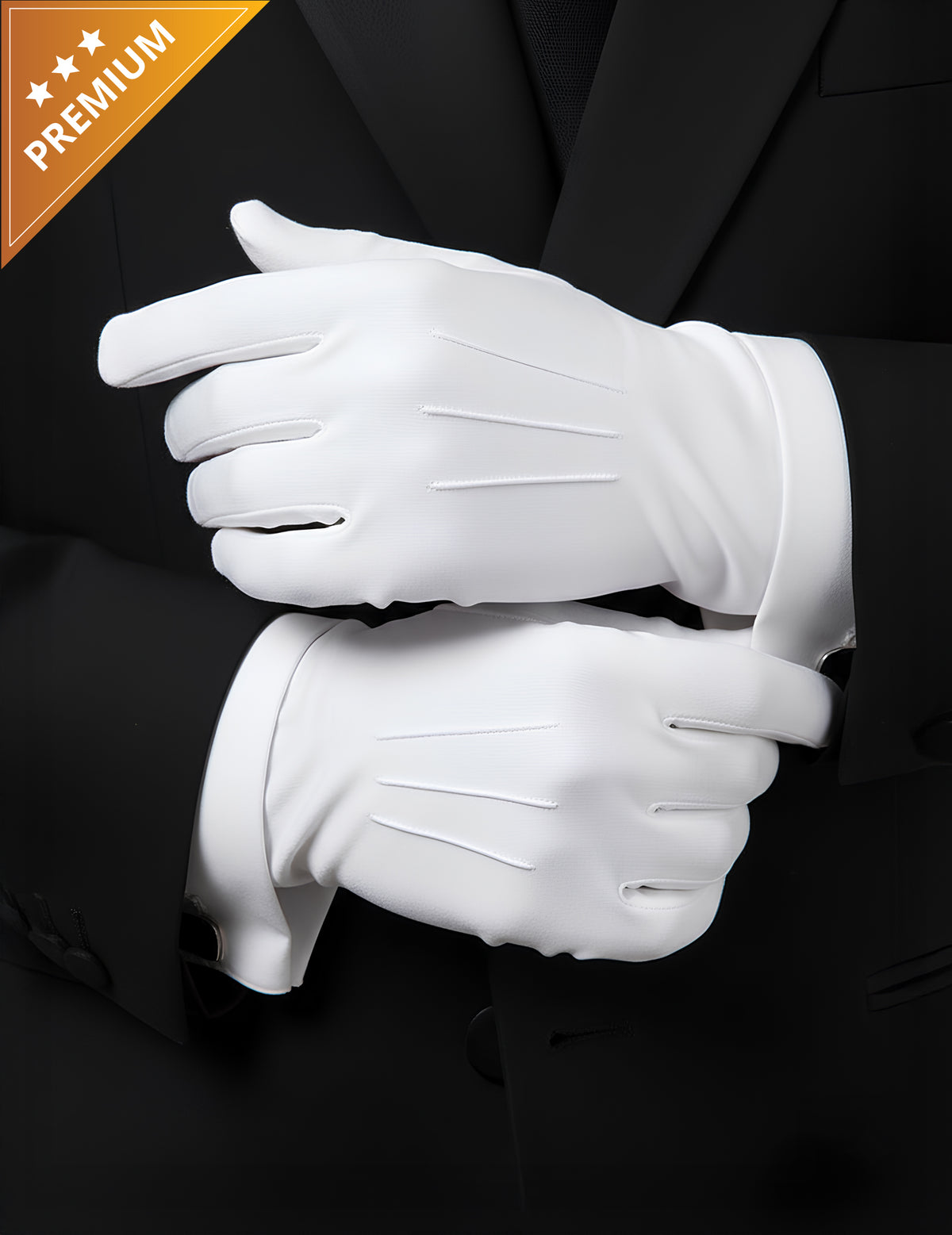 Détail des finitions des gants du Père Noël luxe