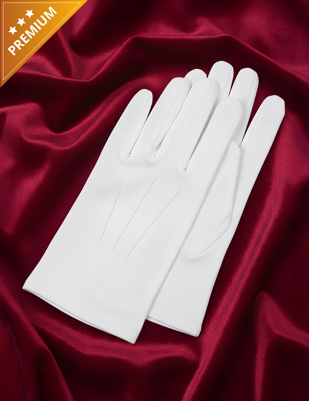 Gants du Père Noël luxe pour adulte blancs