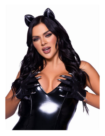 Kratke črne rokavice z žeblji odraslimi