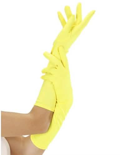 Dolge fluo rokavice za odrasli rumena fluo