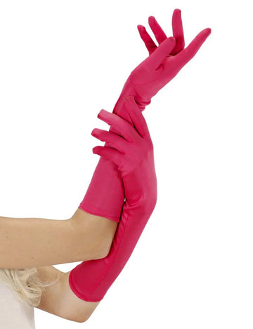Dolge rožnate rokavice Fuchsia