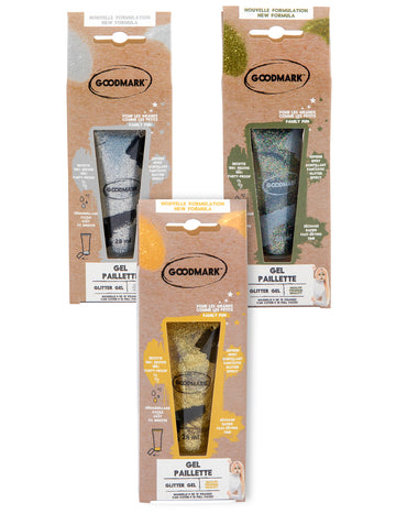 Gel pailleté pour adulte et enfant argenté doré et vert