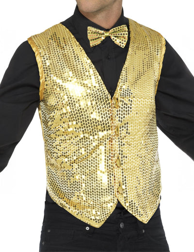 Gilet or à sequins pour adulte doré