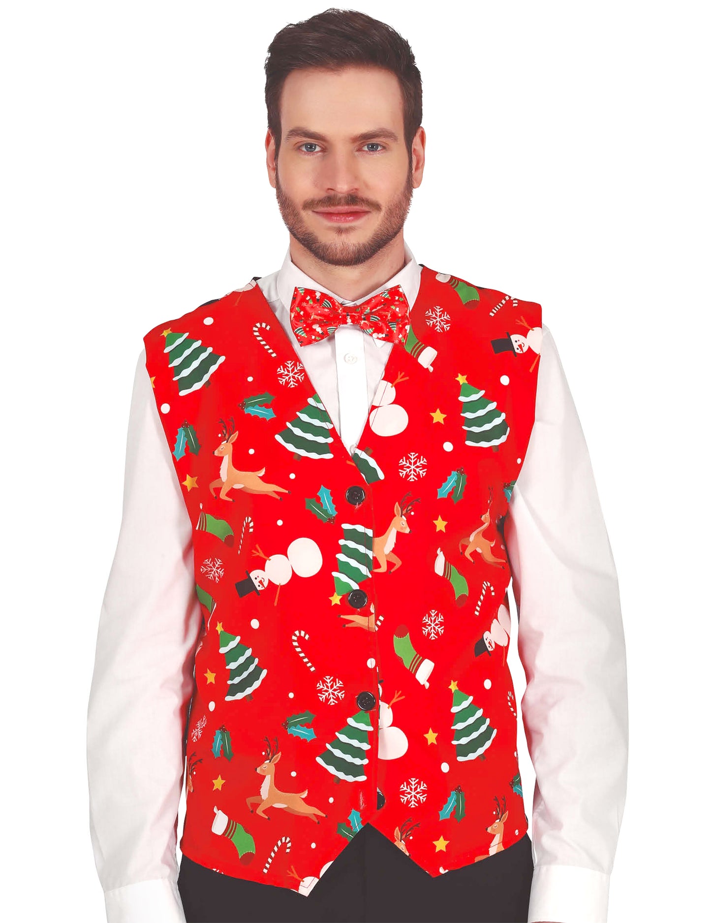 Rdeč brezrokavnik za odrasle z božičnimi vzorci