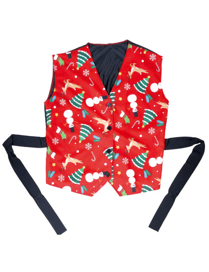 Rdeč brezrokavnik za odrasle z božičnimi vzorci