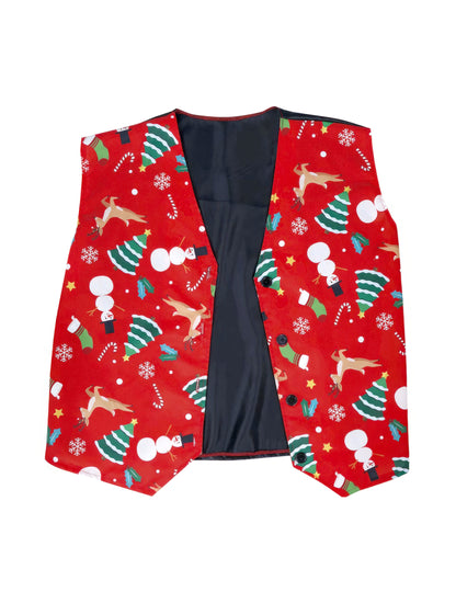 Rdeč brezrokavnik za odrasle z božičnimi vzorci