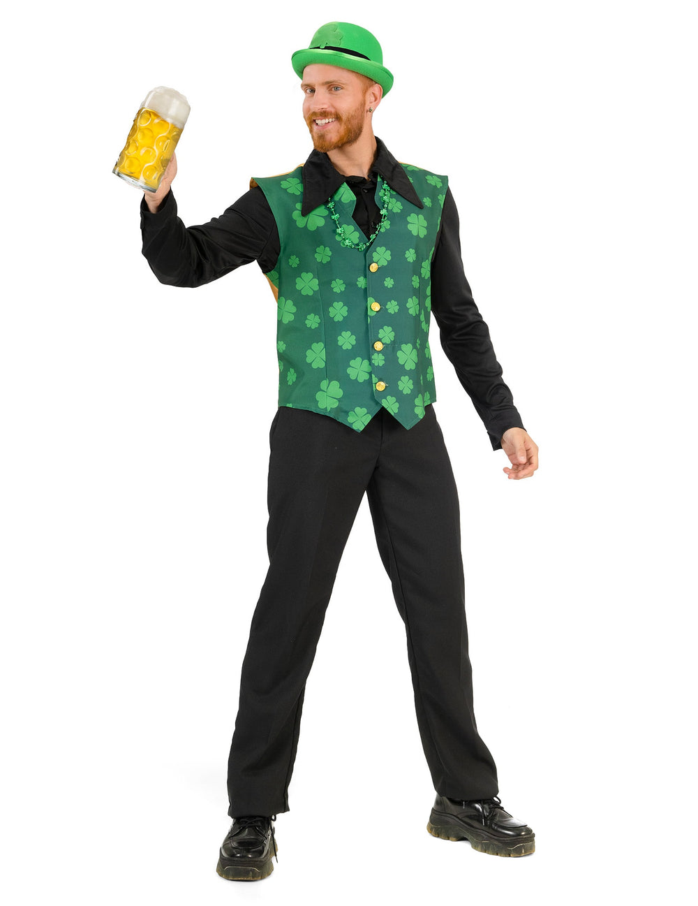 Gilet Saint Patrick à trèfles pour homme vert à motifs trèfles