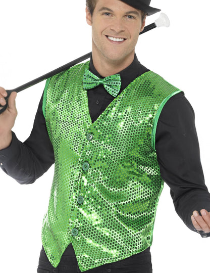 Gilet à sequins pour adulte vert