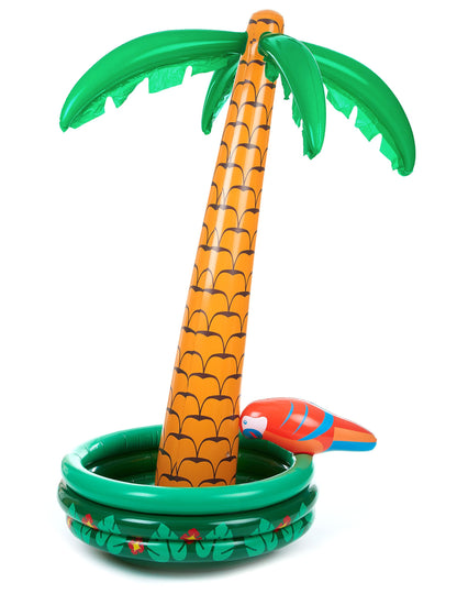 Glacière gonflable palmier pour adulte verte et orange avec perroquet