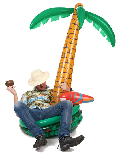 Mise en situation de la glacière gonflable palmier pour adulte