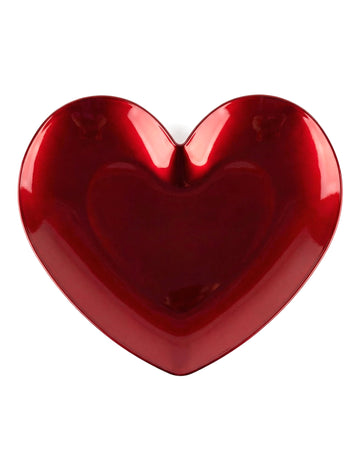 Rdeč plastični servirni krožnik v obliki srca 35,4 cm