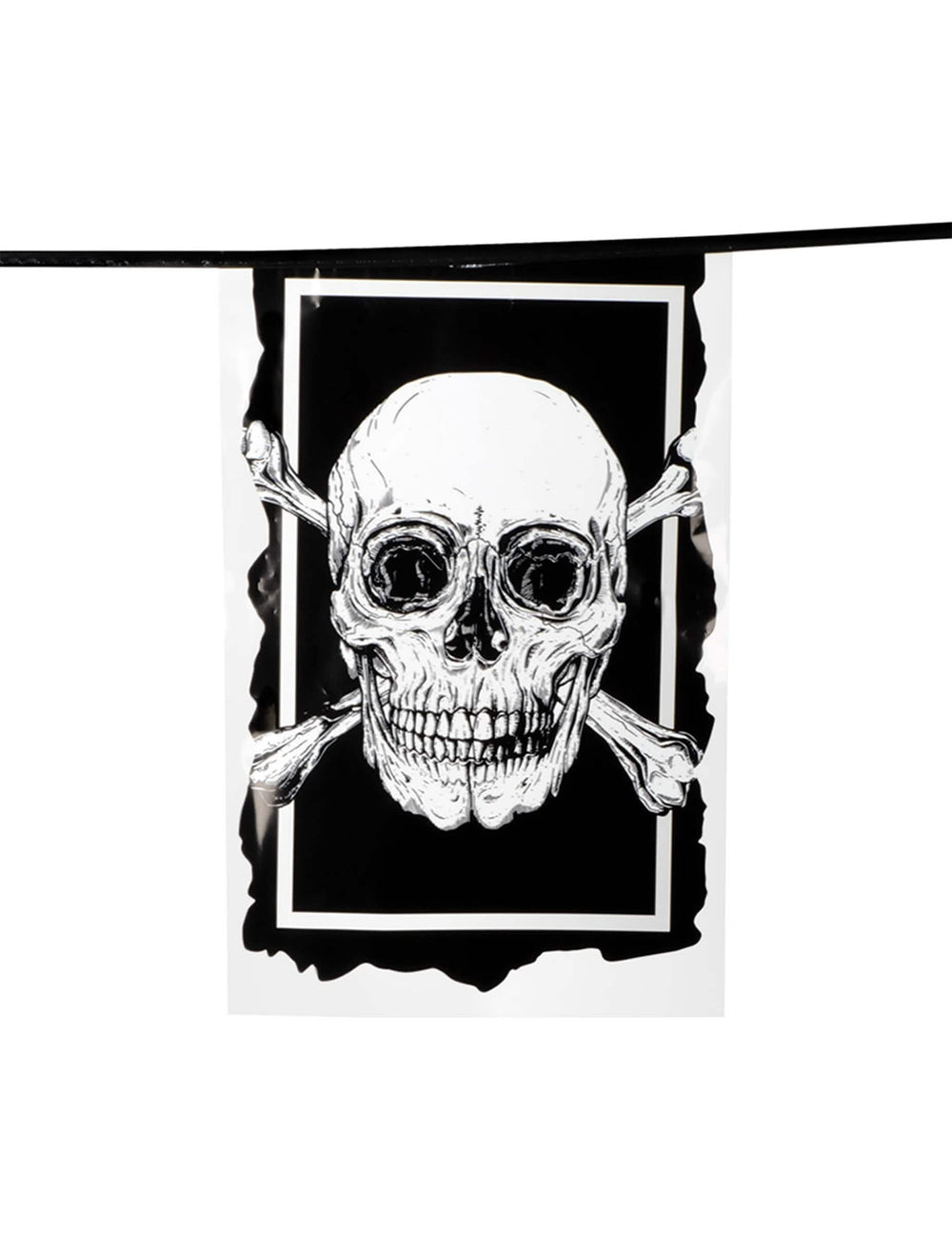 Podrobnost zastave z girlande 10 plastičnih zastav Pirat Jolly Roger