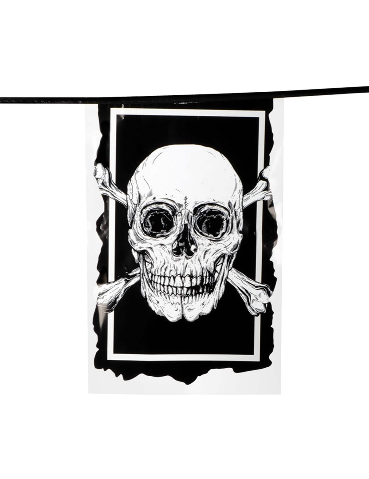 Podrobnost zastave z girlande 10 plastičnih zastav Pirat Jolly Roger