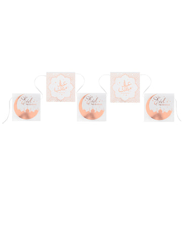 Girlanda iz 12 kartonskih zastavic, rožnato zlata, 5 m, za Eid Mubarak