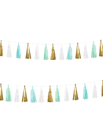 Garland 18 Turkizna, bela, zlata rese 3m