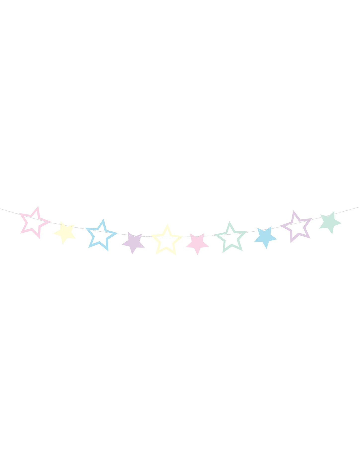 Guirlande à faire soi-même 10 étoiles pour décoration d'anniversaire multicolore pastel