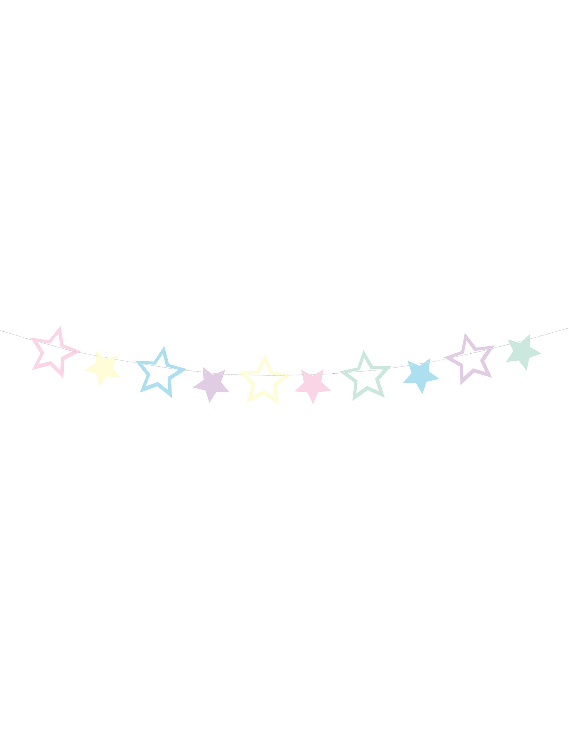 Guirlande à faire soi-même 10 étoiles pour décoration d'anniversaire multicolore pastel