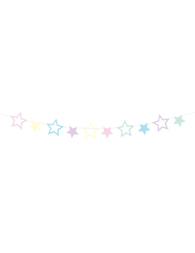 Guirlande à faire soi-même 10 étoiles pour décoration d'anniversaire multicolore pastel