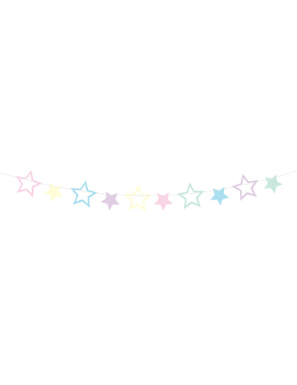 Guirlande à faire soi-même 10 étoiles pour décoration d'anniversaire multicolore pastel