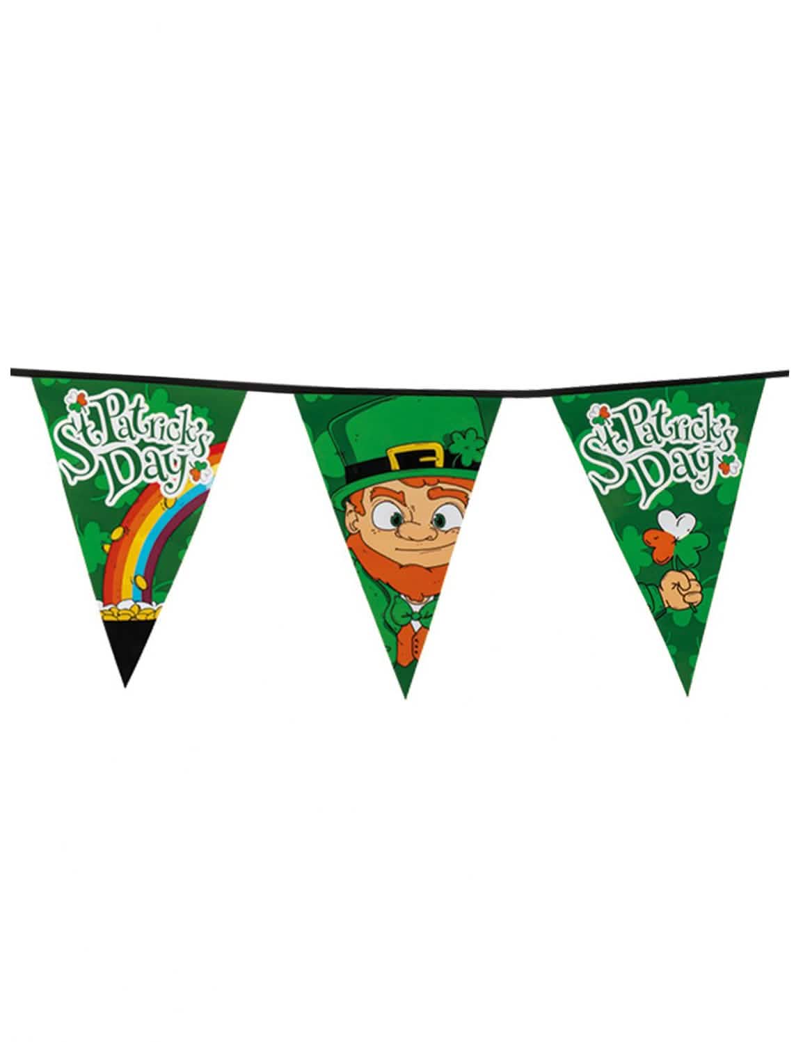 Zastavica z zastavicami sveti patrik za zeleno zabavo z leprechaunom in mavrico