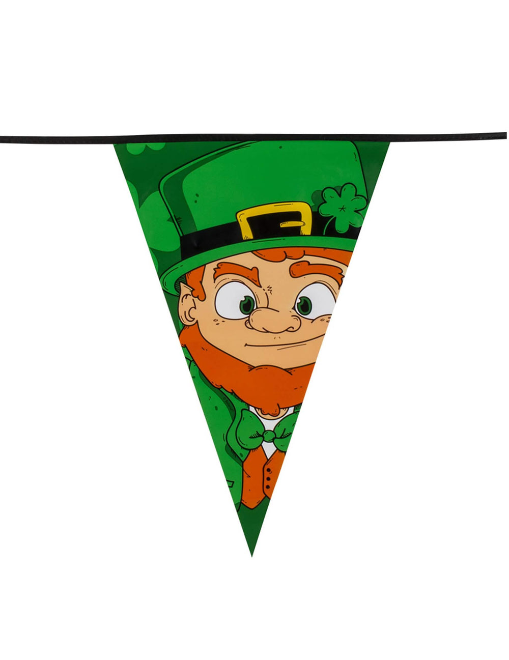 Detajl zastavice s leprechaunom z girlande zastavic sveti patrik