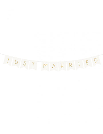 White and Gold Pennant Garland se je pravkar poročil 155 cm