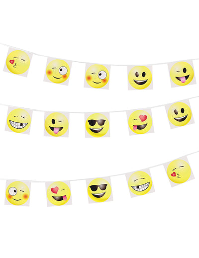 Guirlande à fanions émoticônes Imoji™ pour fête jaune de 8 mètres