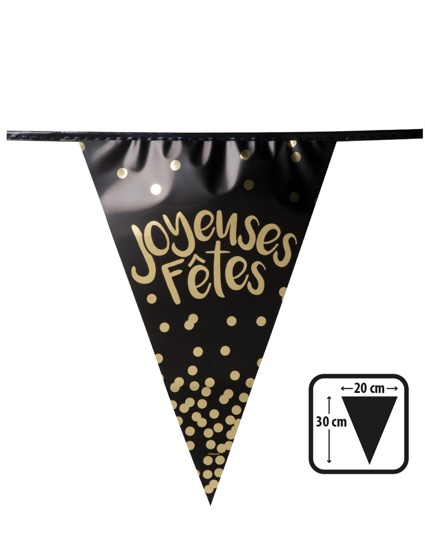 Črno-zlata kovinska girlanda z zastavico za vesele praznike, 4 m