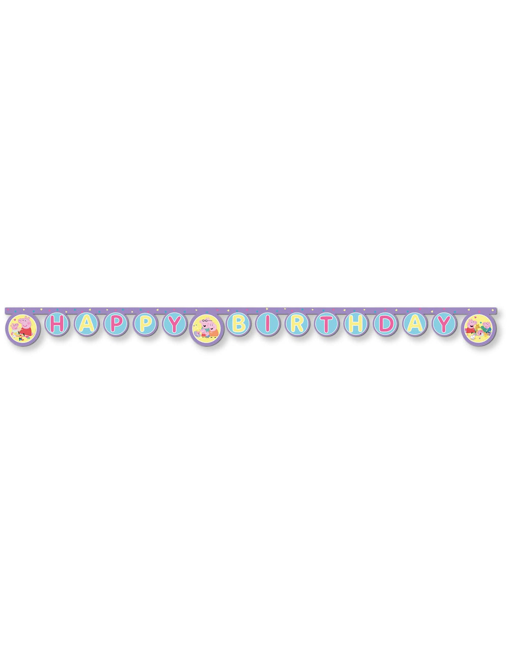 Zgibljiva girlanda Happy Birthday Pujsa Pepa v vijolični in pastelno modra