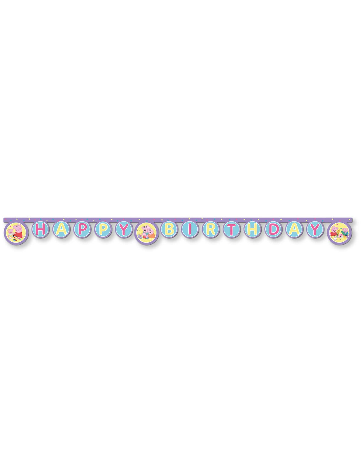 Zgibljiva girlanda Happy Birthday Pujsa Pepa v vijolični in pastelno modra