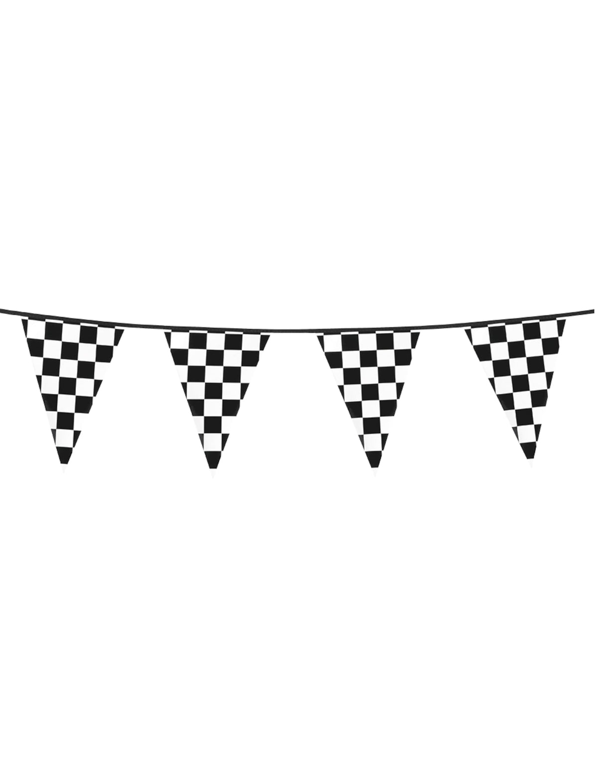 Détail des fanions à damier de la guirlande de fanions Racing