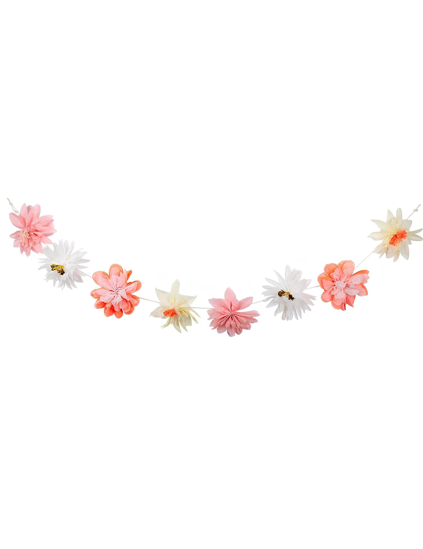 Pastelno večbarvna cvetlična girlanda iz svilenega papirja, 3,5 m, boemska dekoracija