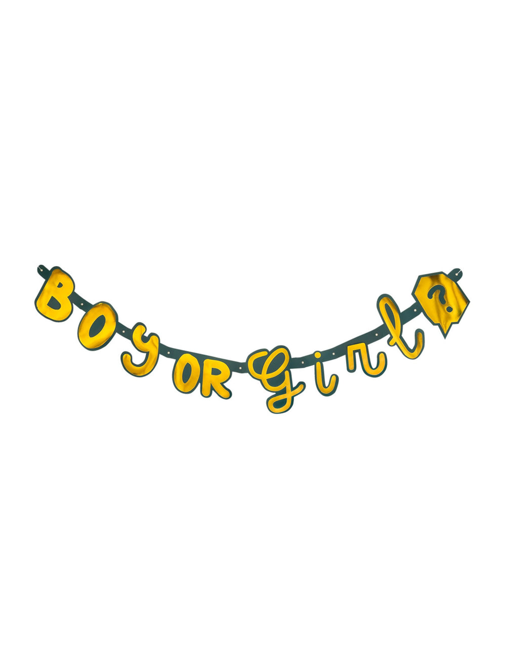 Guirlande de lettres en carton boy or girl pour baby shower dorée