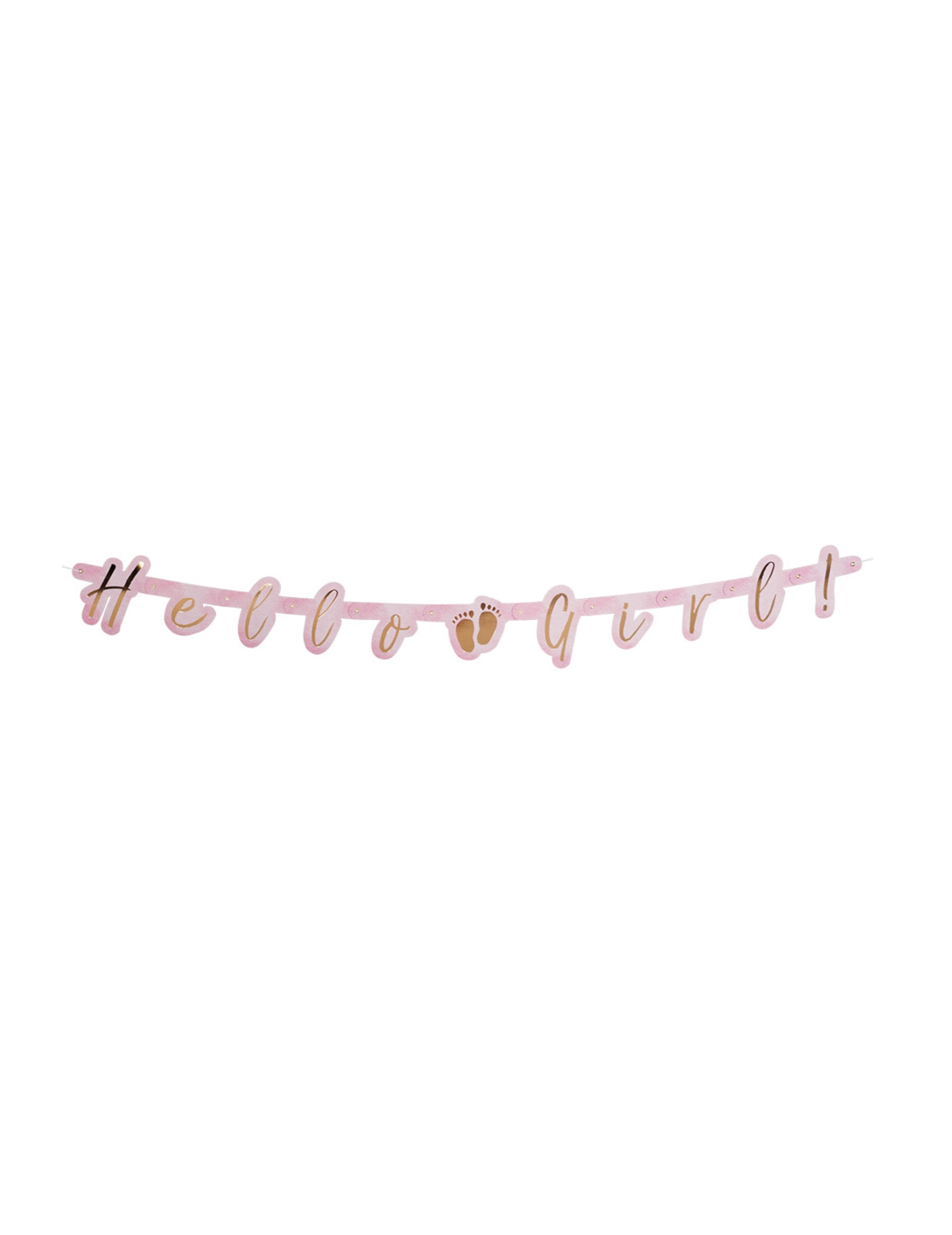 Guirlande de lettres en carton hello girl pour baby shower rose et or