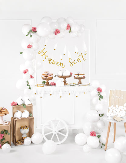 Girlanda iz belega in zlatega perja 13,5 cm x 1,6 m poročna dekoracija