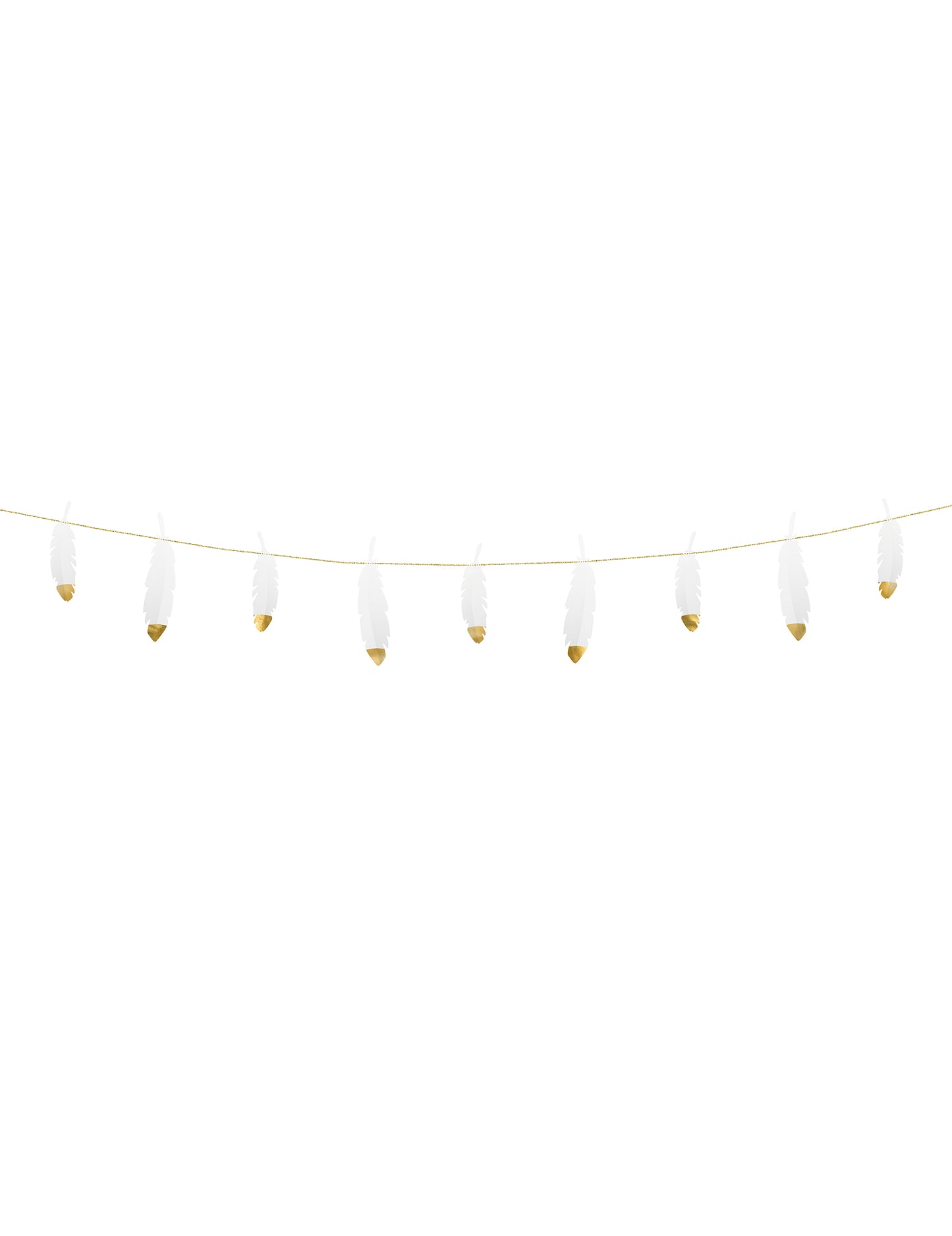 Girlanda iz belega in zlatega perja 13,5 cm x 1,6 m poročna dekoracija