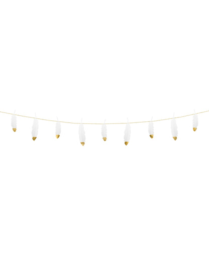 Guirlande de plumes mariage pour fête blanches et dorées