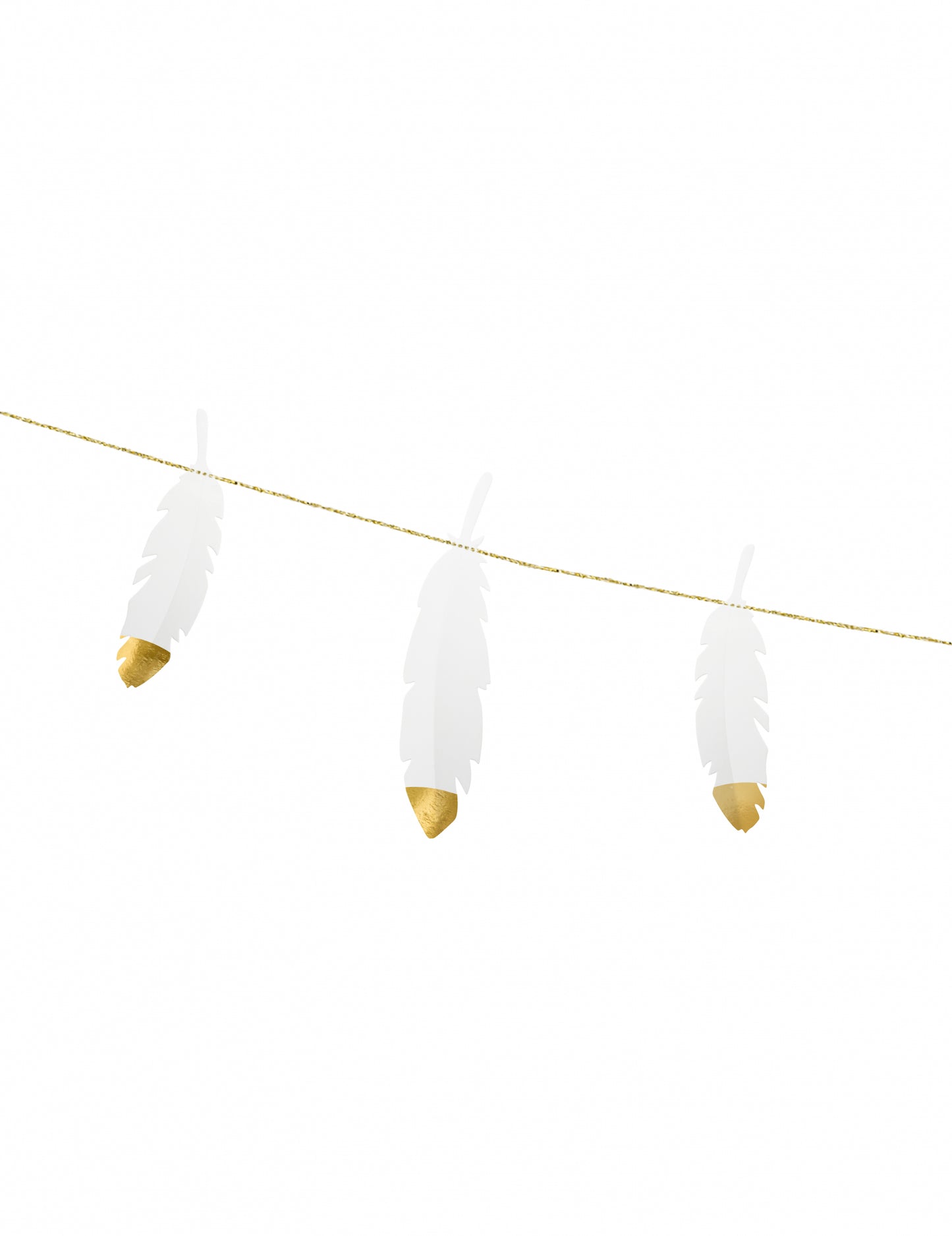 Girlanda iz belega in zlatega perja 13,5 cm x 1,6 m poročna dekoracija