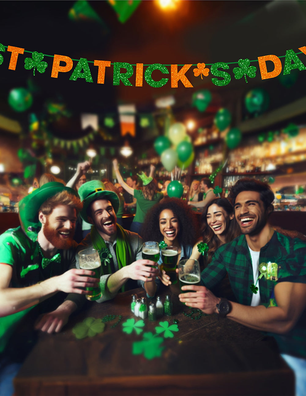 Mise en situation festive de la guirlande Saint Patrick