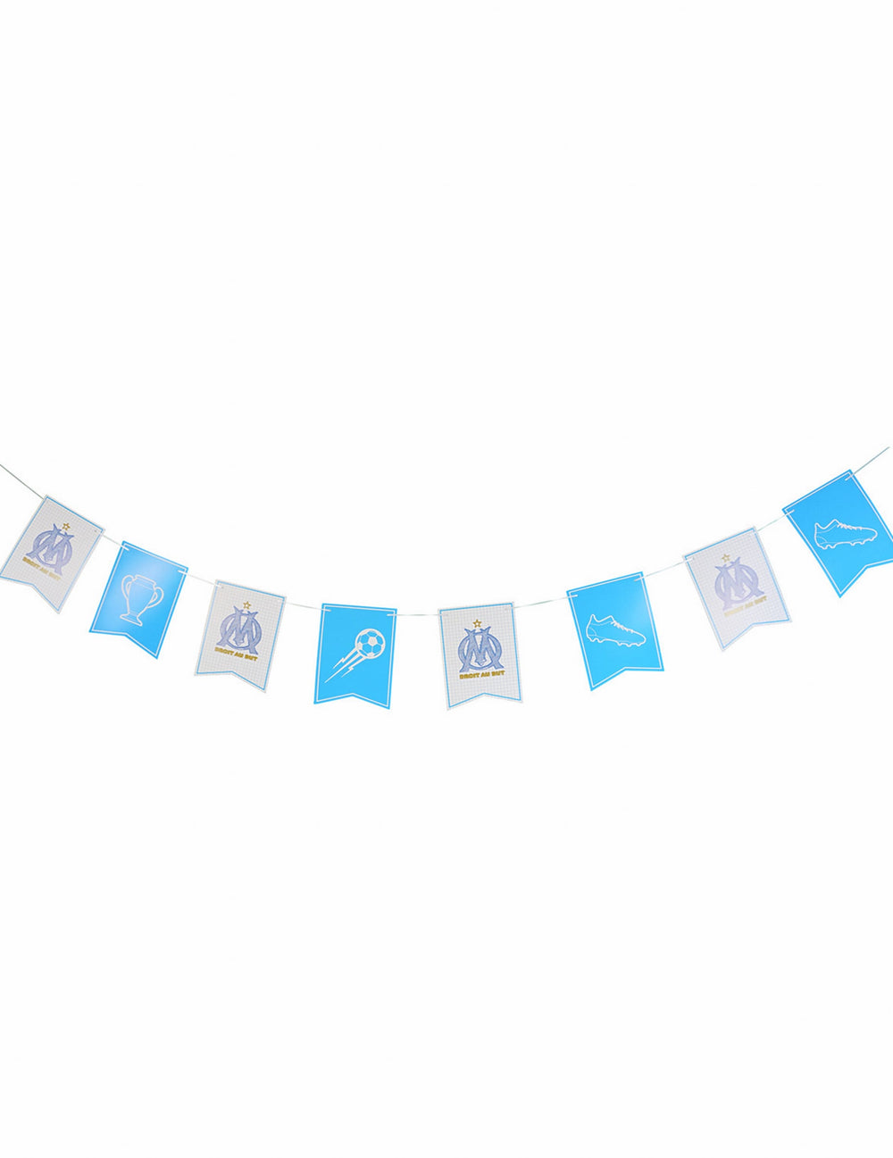 Guirlande drapeau OM pour supporter bleu ciel et blanc