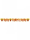 Guirlande en carton buon compleanno Roma™ pour anniversaire rouge et jaune