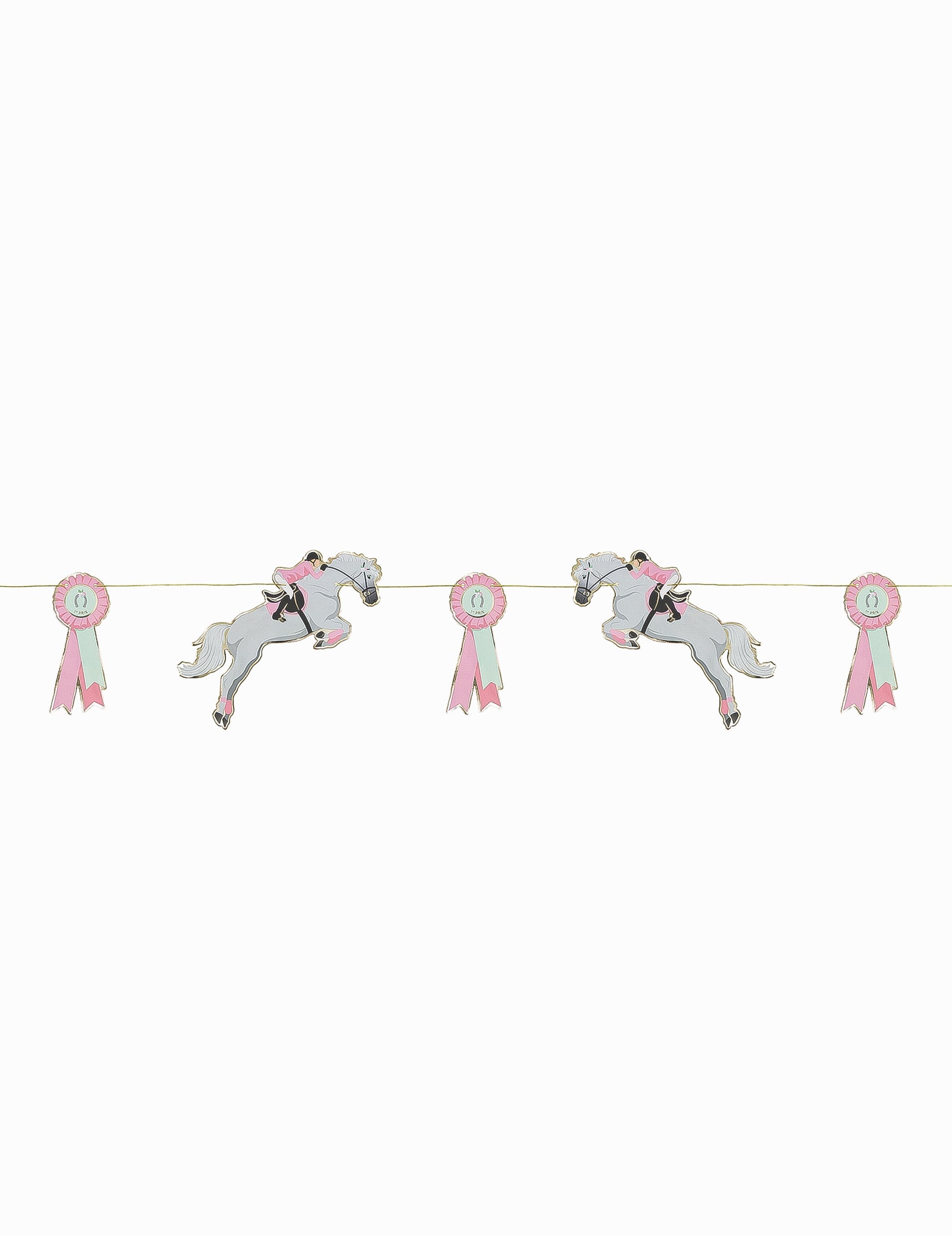 Guirlande en carton cheval pour anniversaire équitation grise et rose