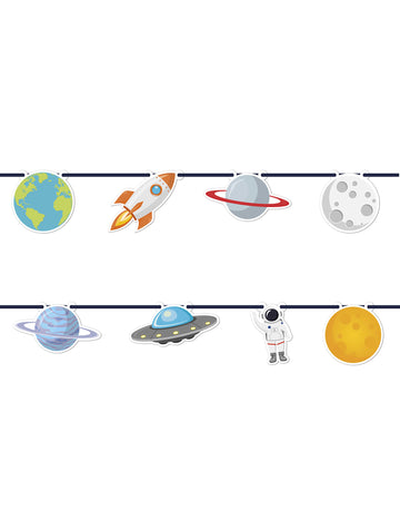 Kartonasti girlanda kozmos 2 m vesoljska tematika 