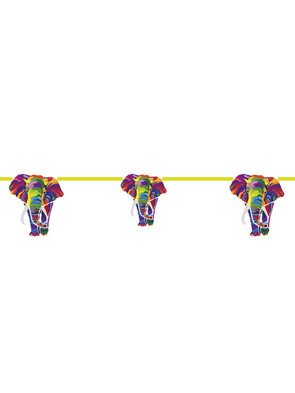 Guirlande en carton éléphant pour anniversaire multicolore